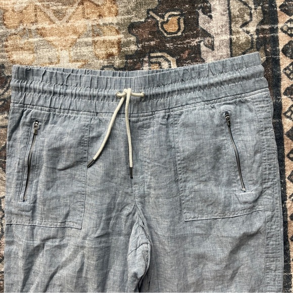 Athleta Blue Cabo Linen Jogger Pants pockets elastic waistband stretch - Picture 3 of 6
